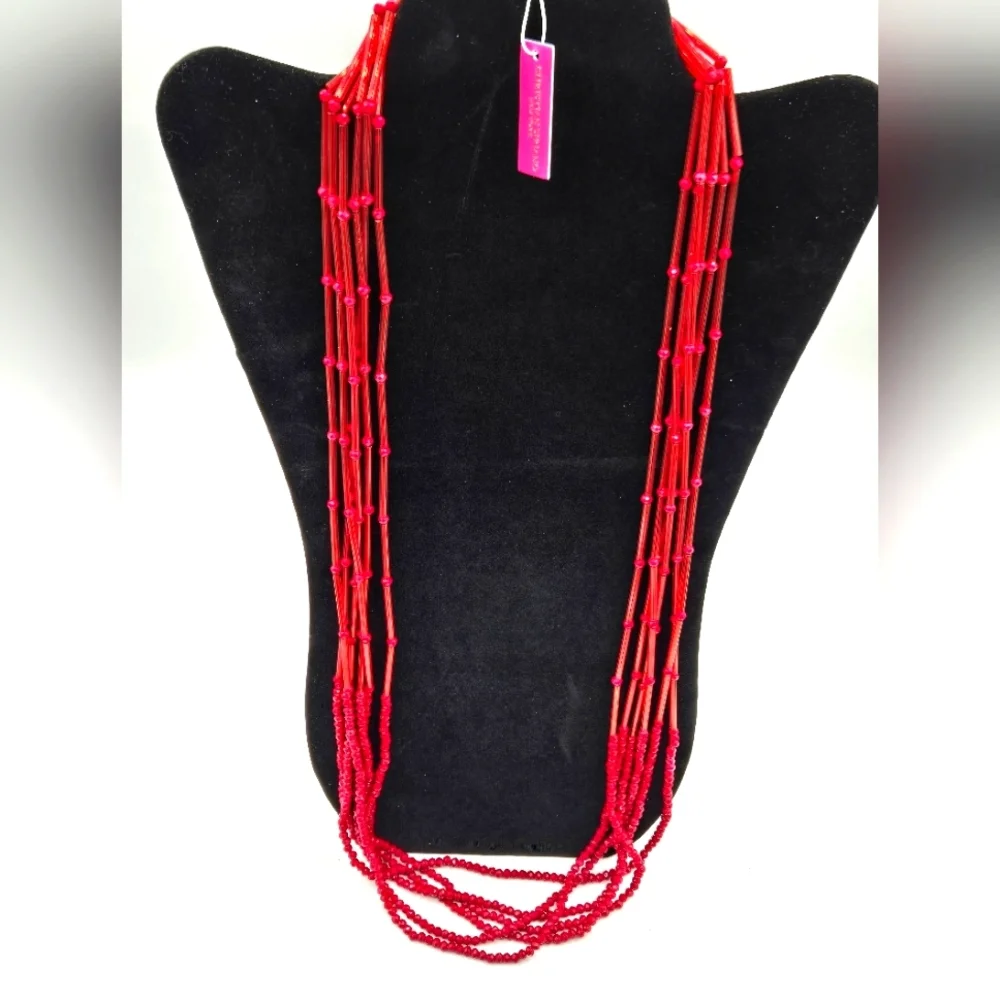 CHRISTIAN SIRIANO NWT Red Glass Beaded Multistrand Necklace